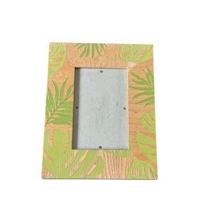 Wood Picture Frame 5x7 Green Tropical Leaf Palm Distressed Boho Home Decor